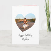 Custom Age Happy Birthday Foto Teart White Karte (Vorderseite)