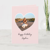 Custom Age Happy Birthday Foto Tee Teen Pink Karte (Vorderseite)