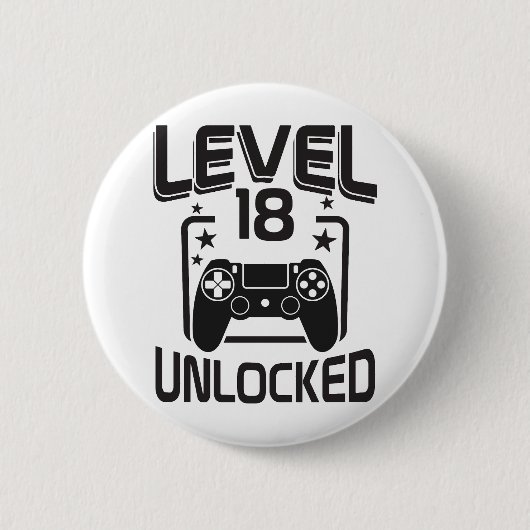 Custom Age Level 18 Unlocked Birthday Gamer Button (Vorderseite)