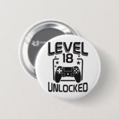 Custom Age Level 18 Unlocked Birthday Gamer Button (Vorne & Hinten)