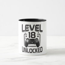 Custom Age Level 18 Unlocked Birthday Gamer Mug