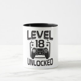Custom Age Level 18 Unlocked Birthday Gamer Mug Tasse