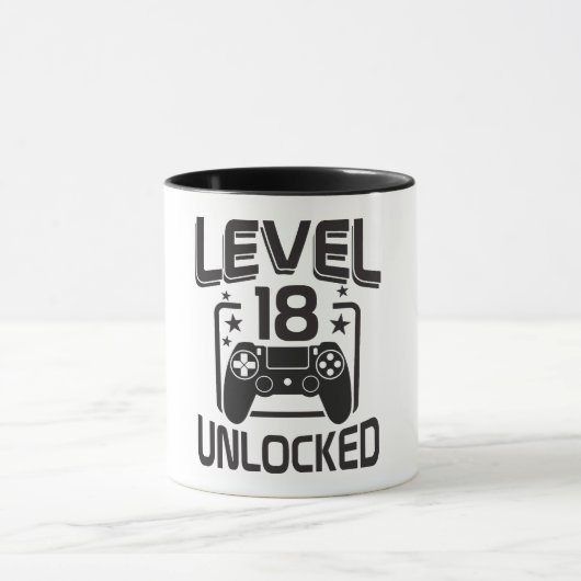 Custom Age Level 18 Unlocked Birthday Gamer Mug Tasse (Zentrum)