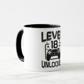 Custom Age Level 18 Unlocked Birthday Gamer Mug Tasse (Vorderseite Links)