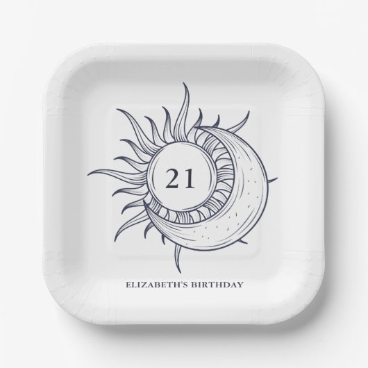 Custom Age Mystic Celestial Moon Birthday Pappteller (Vorderseite)