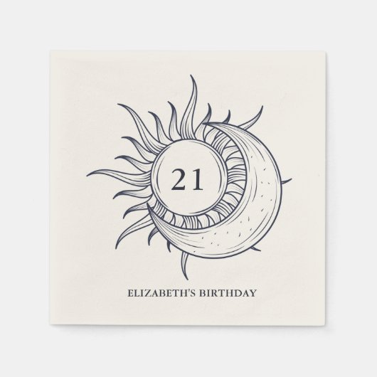 Custom Age Mystic Celestial Moon Birthday Serviette (Vorderseite)