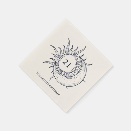 Custom Age Mystic Celestial Moon Birthday Serviette (Ecke)