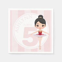 Custom Age & Name Pink Ballet Girls Birthday Serviette