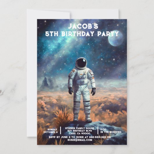 Custom Age Outer Space Birthday Party Invitations Einladung (Vorderseite)