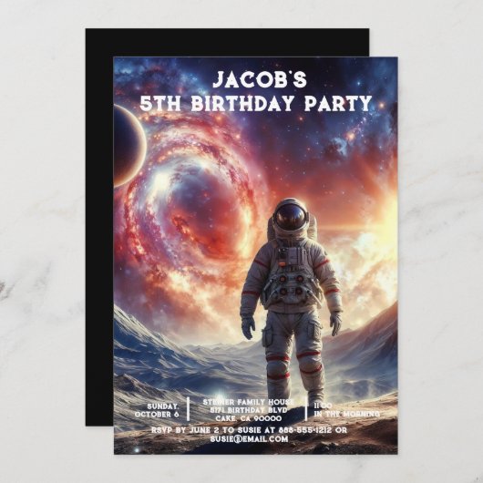 Custom Age Outer Space Birthday Party Invitations Einladung (Vorne/Hinten)