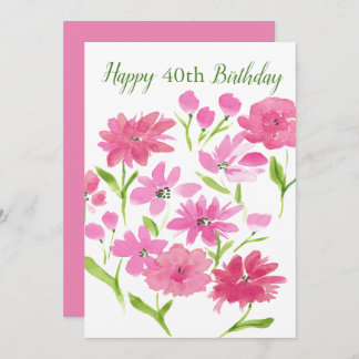 Custom Age Pink Floral Wasserfarbe Blume Geburtsta