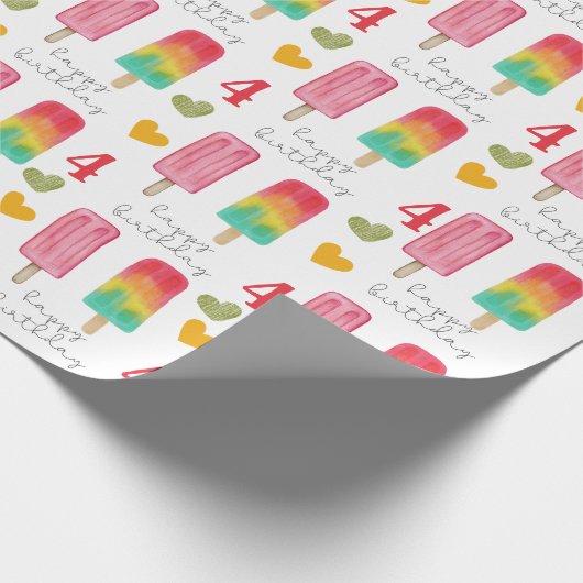 Custom age Summer Ice Creme Popsicles Geschenkpapier (Ecke)
