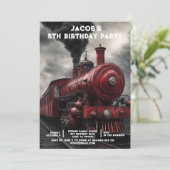 Custom Age Train Birthday Party Invitations Einladung (Stehend Vorderseite)