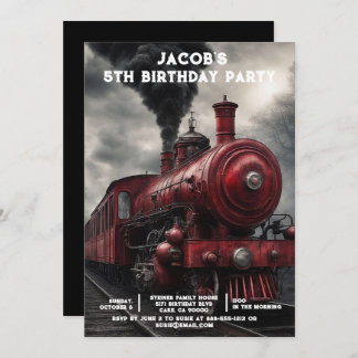 Custom Age Train Birthday Party Invitations Einladung