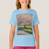 Custom AI Art Earth Day Rosa Blüten Mädchen T-Shirt (Vorderseite)
