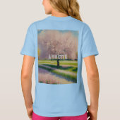 Custom AI Art Earth Day Rosa Blüten Mädchen T-Shirt (Rückseite)