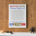 Custom Air Force Familie Creed Wall Art Deco Print Künstlicher Leinwanddruck<br><div class="desc">Passen Sie diese von der US Air Force Family Creed entwickelten Imitate an, verpacken Sie die Leinwand mit dem Nachnamen Ihrer Familie / Airman! Von einer stolzen Air Force-Mama entworfen - das jeden Tag lesen, während mein Sohn in der Grundausbildung oder so weit weg von der Zuhause während des aktiven...</div>