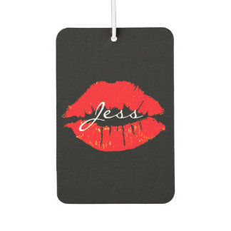 Custom Air Freshener - Kiss Lips Name Red Autolufterfrischer