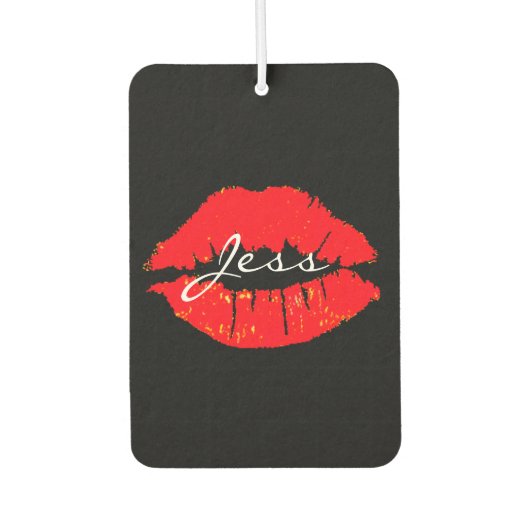 Custom Air Freshener - Kiss Lips Name Red Autolufterfrischer (Vorderseite)