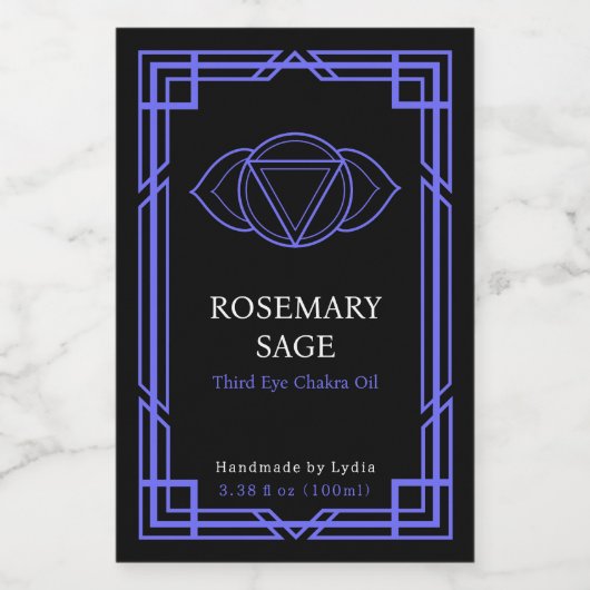 Custom Ajna Third Eye Chakra Essential Oil Label Weinetikett (Einzelnes Label)