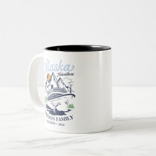 Custom Alaska Cruise Family Friends Group Matching Zweifarbige Tasse (Vorderseite Links)