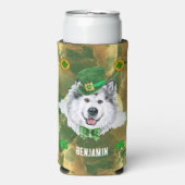 Custom Alaskan Malamute Gold St Patricks Day Selters Dosenkühler (Seltzer Vorderseite)