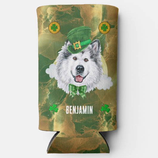 Custom Alaskan Malamute Gold St Patricks Day Selters Dosenkühler (Vorderseite)