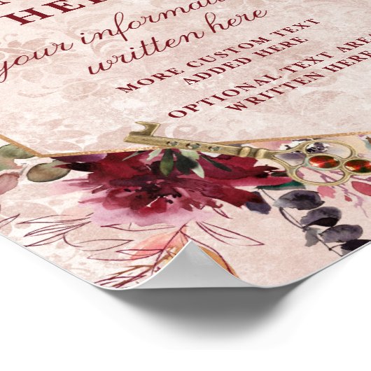Custom Alice im Wunderland Elegantes Hochzeitssymb Poster (Ecke)
