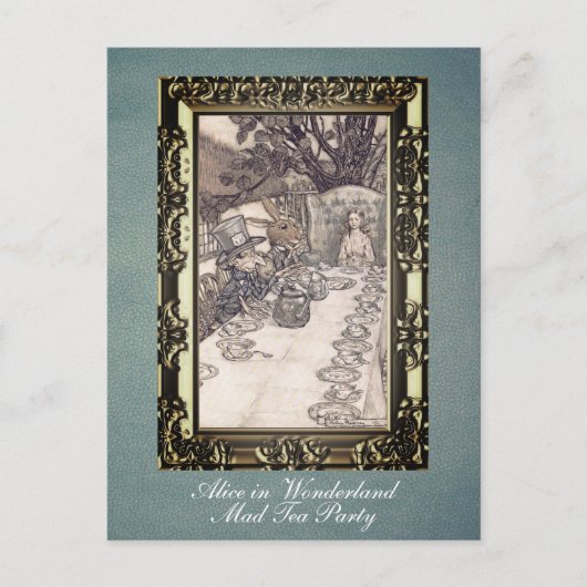 Custom Alice im Wunderland Mad Tea Party Rackham Postkarte (Vorderseite)