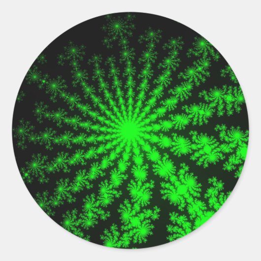 Custom Alien Fraktal Burst Large Round Stickers (Vorderseite)
