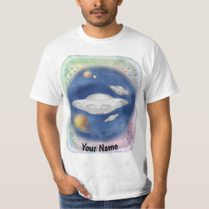 Custom Alien Gray Spaceship T - Shirt
