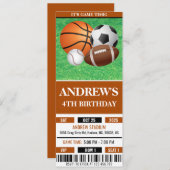 Custom All Star Sports Ticket Geburtstag Einladung (Vorne/Hinten)