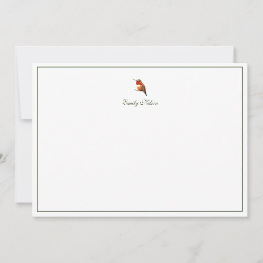 Custom Allen's Hummingbird Note Card Mitteilungskarte (Vorderseite)