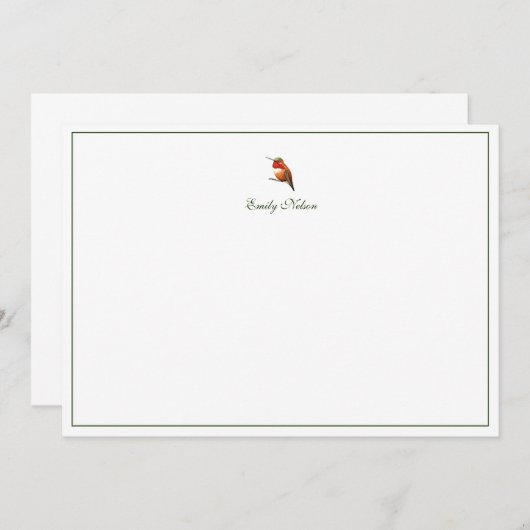 Custom Allen's Hummingbird Note Card Mitteilungskarte (Vorne/Hinten)