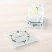 Custom Allen's Hummingbirds Glasuntersetzer (Schrägansicht)