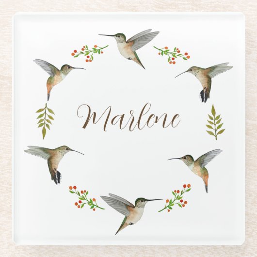Custom Allen's Hummingbirds Glasuntersetzer (Vorderseite)