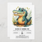 Custom Alligator Crocodile Geburtstag Einladung (Vorne/Hinten)