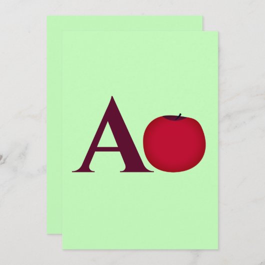 Custom Alphabet Letter A Apple Einladung (Vorne/Hinten)