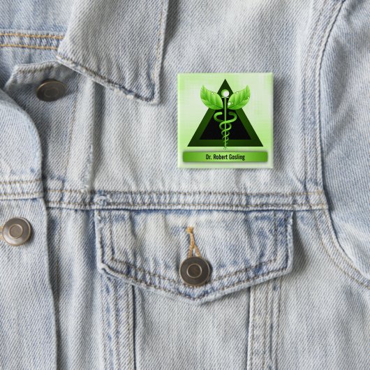 Custom Alternative Medicine Green Caduceus Button (Beispiel)