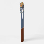 Custom Amber Brown Dark Blue Chic Marmormuster Mus iPhone Hülle (Linke Seite)