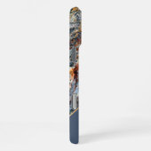 Custom Amber Brown Dark Blue Chic Marmormuster Mus iPhone Hülle (Rechte Seite)