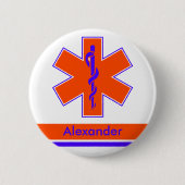 Custom Ambulance Orange und Blue Star of Life Button (Vorderseite)