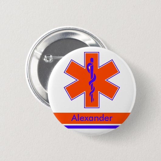 Custom Ambulance Orange und Blue Star of Life Button (Vorne & Hinten)
