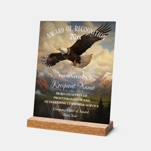 Custom American Bald Eagle Corporate Award Plaque Acrylschild (Winkel)