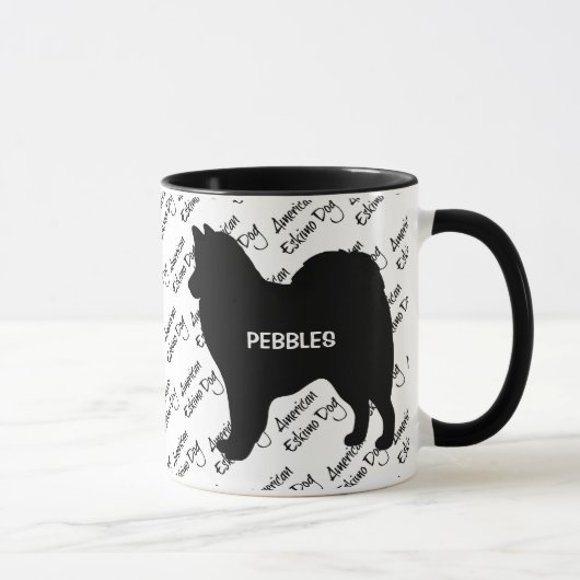 CUSTOM American Eskimo Dog Silhouette Tasse (Rechts)