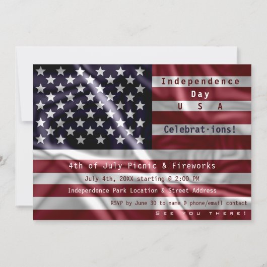 Custom American Flag, 4. Juli Feier Einladung (Vorderseite)