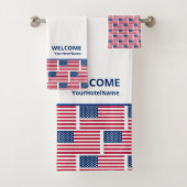 Custom American Flag Hotel Badhandtuch Set (Insitu)
