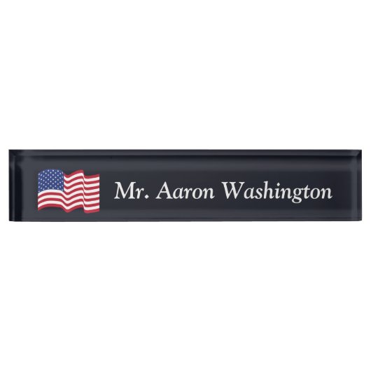 Custom American Flag Office Desk Namplate Geschenk Namensplakette (Vorderseite)