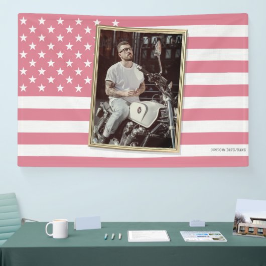 Custom American Flag with Your Photo, USA Decor Banner (Messe)