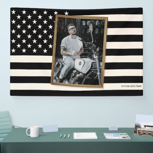 Custom American Flag with Your Photo, USA Decor Banner (Messe)